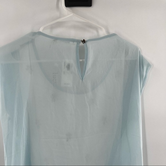 Lucy Paris blue white bedazzled blouse top size S - Picture 5 of 11
